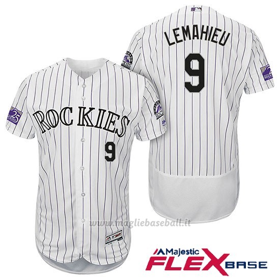 Maglia Baseball Uomo Colorado Rockies Dj Lemahieu 9 Bianco 25th Season Flex Base